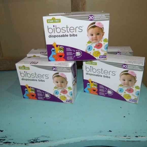 Bibsters Disposable Bibs 0-6 mths S/P Sesame Street 6 Boxes - Picture 1 of 3